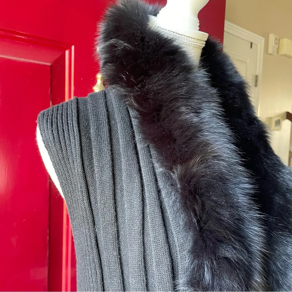 Caruana Real Fox Fur Open Vest Women Black (Size M) - Picture 5 of 9